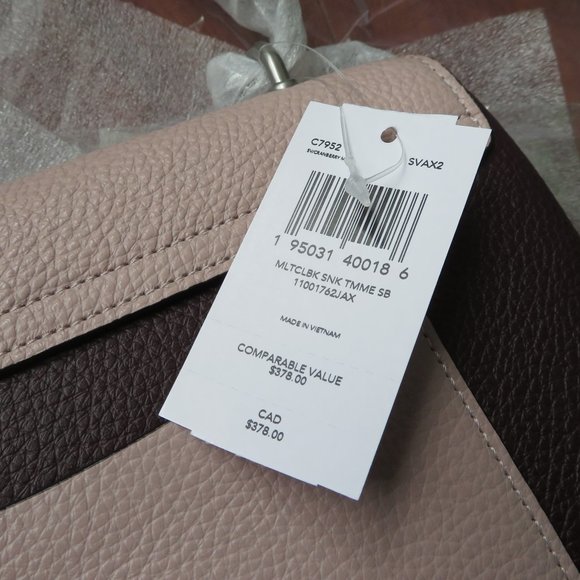 COACH Tammie Shoulder Bag In Colorblock Burgundy Pink Silver Hardware - Picture 9 of 15